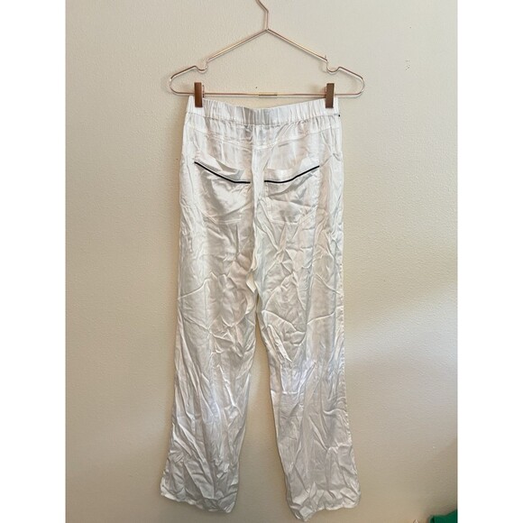 Fleur Du Mal Wide Leg Tuxedo Pants High Rise Size XS Ivory / Black  $395 - Picture 6 of 8
